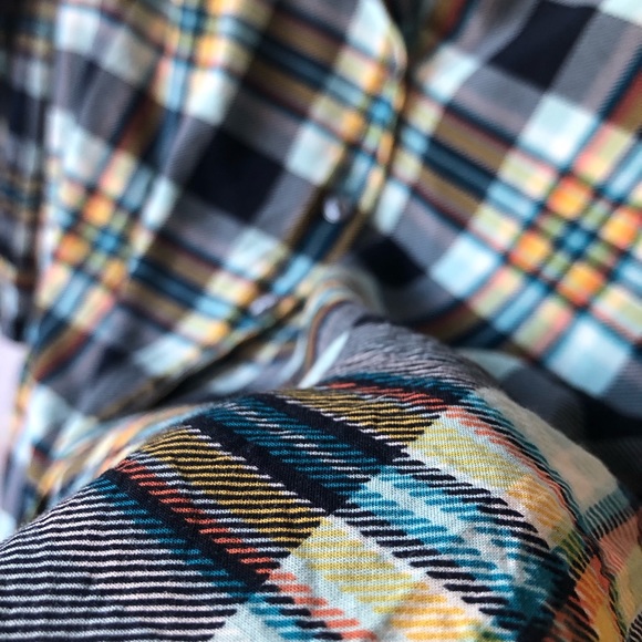 Talbots Plaid Button Up Long Sleeve Shirt Blouse Medium Petite Blue Lightweight - Picture 5 of 6